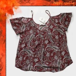 Lush Burgundy Cold Shoulder Top NWT